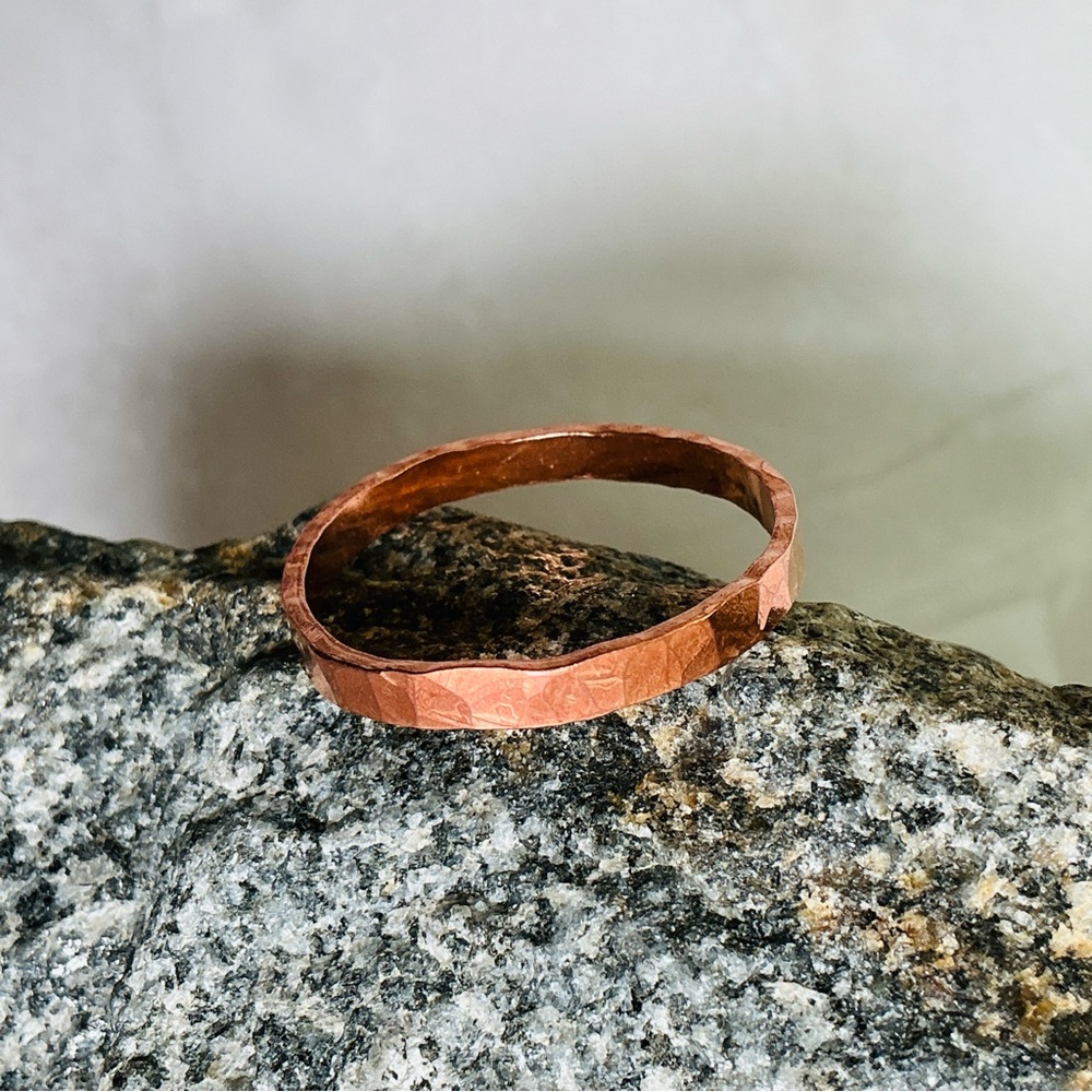 Raw Copper Ring Size 15.5 Band Jewelry Minimal Hammered Solid Handcrafted USA - Picture 3 of 10